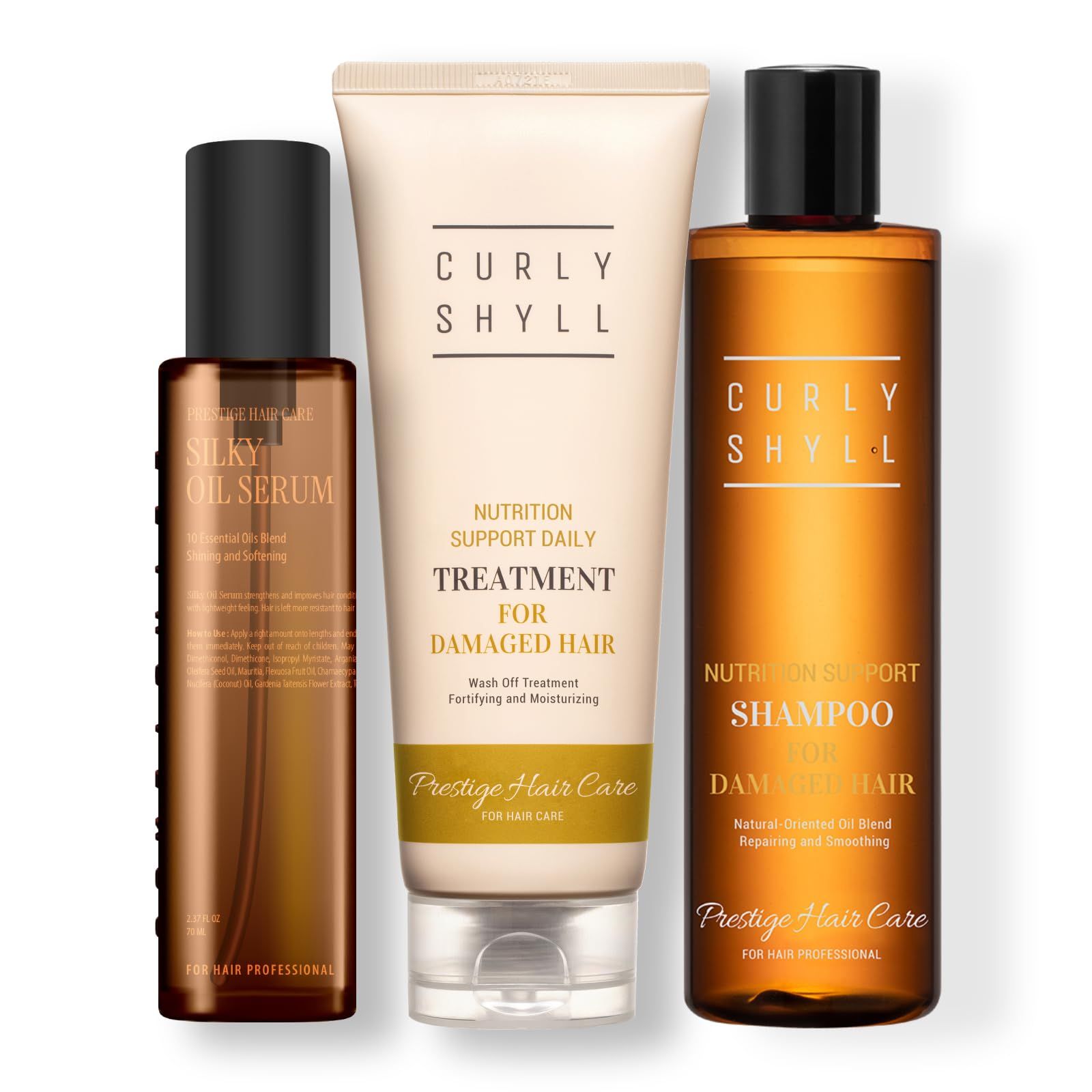 公式 CURLYSHYLL ニュートリションシャンプー330mL トリートメント250mL シルキーオイルセラム70mL カーリーシール 韓国 ヘアケア コスメ サロンケア ダメージヘア タンパク質