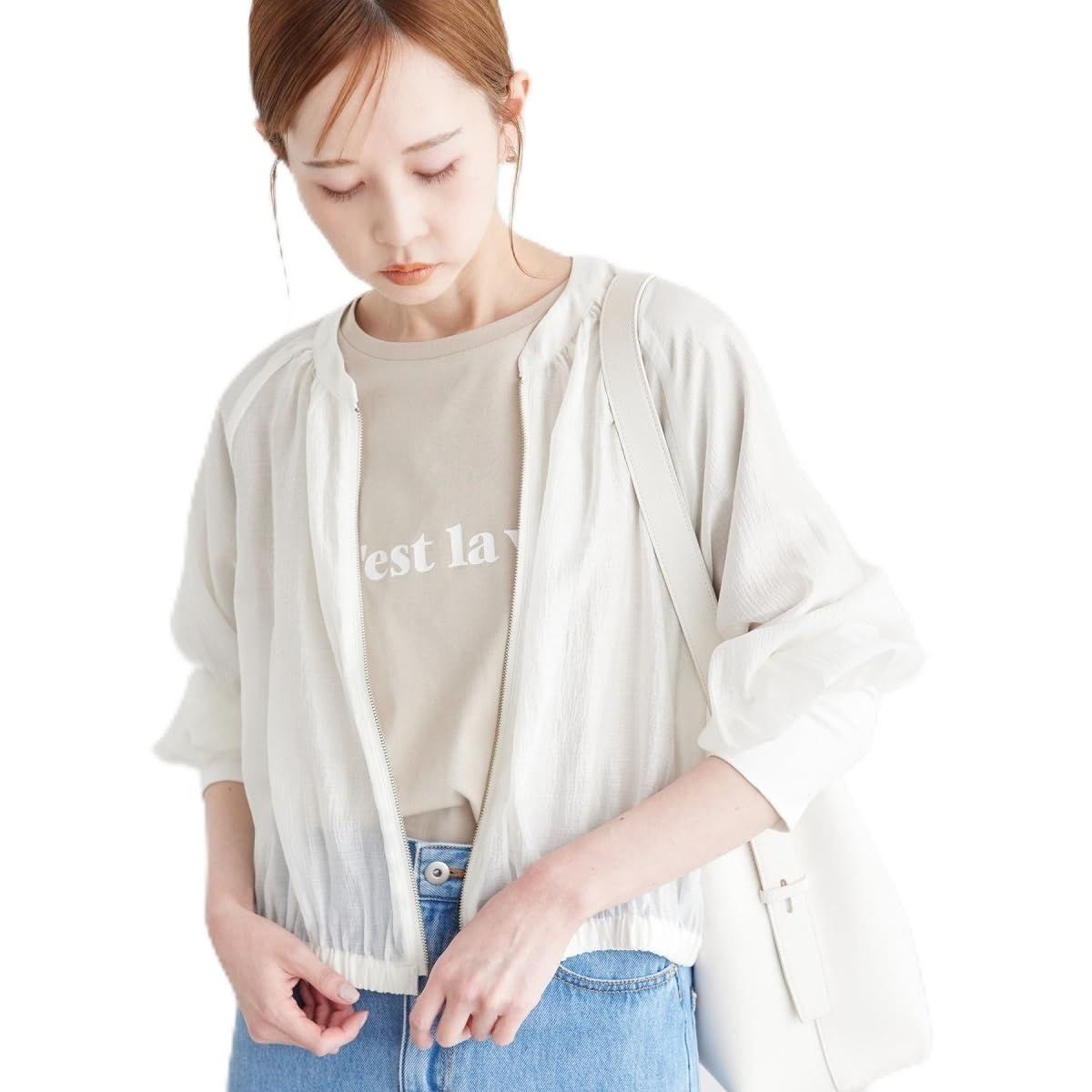 ロペピクニック ブルゾン UVカット ロングリブシアーライトブルゾン レディース GDL14070 オフホワイト 15