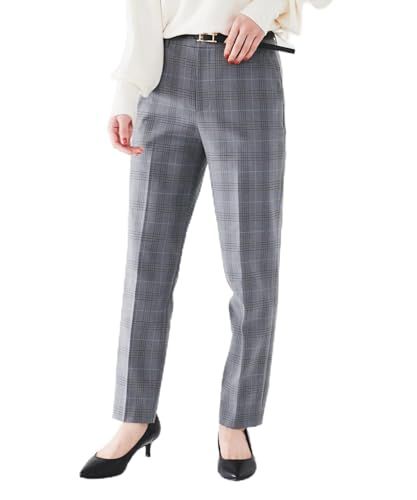 アンタイトル フルレングスパンツ 裏起毛 後ろウエストゴム タックなしテーパードパンツ レディース チャコールグレー 213 02 M