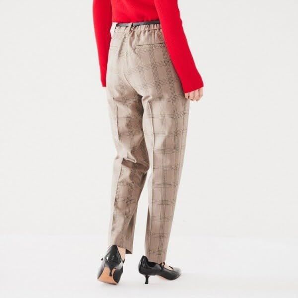  アンタイトル フルレングスパンツ 裏起毛 後ろウエストゴム タックなしテーパードパンツ レディース チャコールグレー 213 02 M その他 フェイスケア