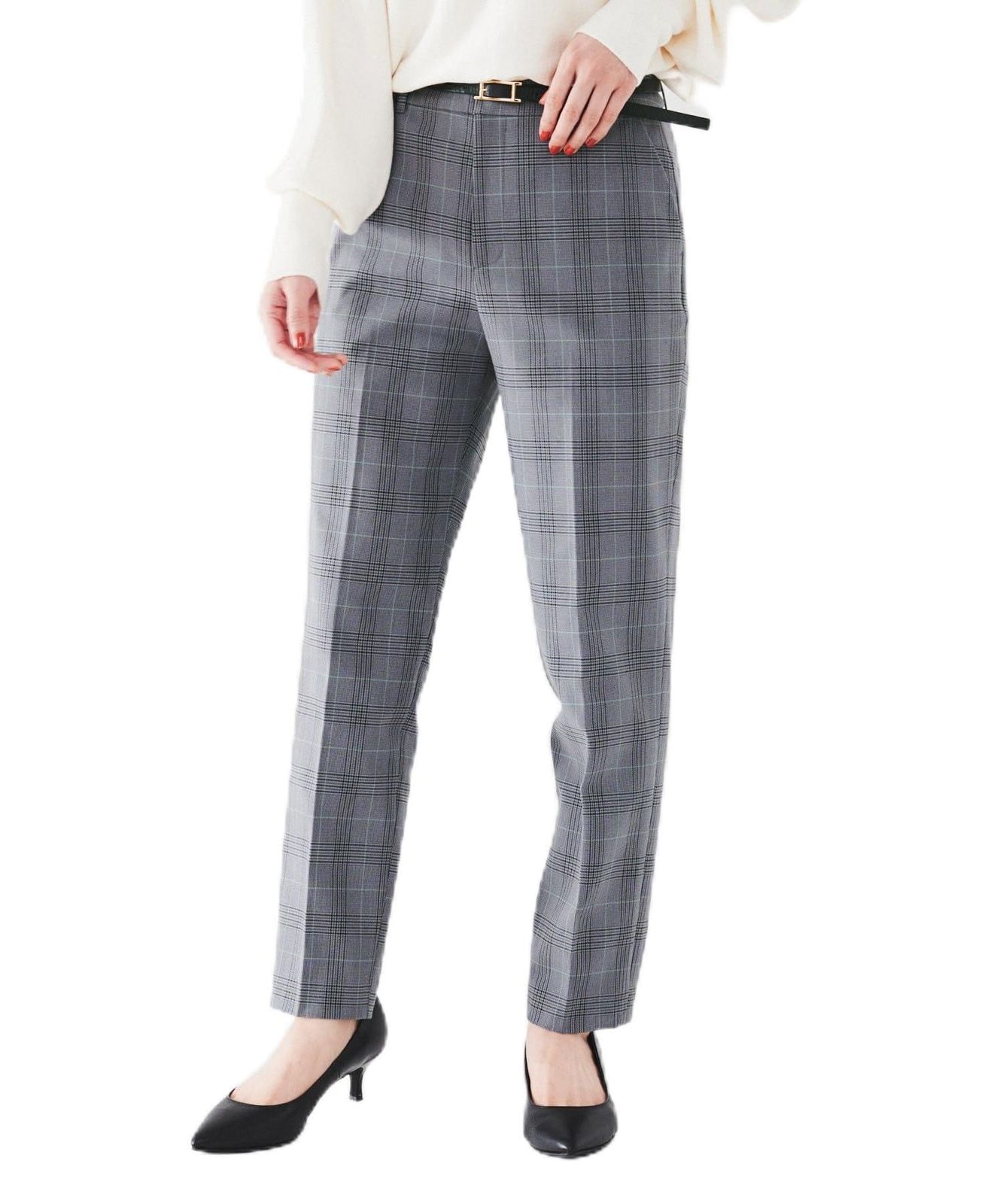 アンタイトル フルレングスパンツ 裏起毛 後ろウエストゴム タックなしテーパードパンツ 15369517 レディース チャコールグレー 213 02 M