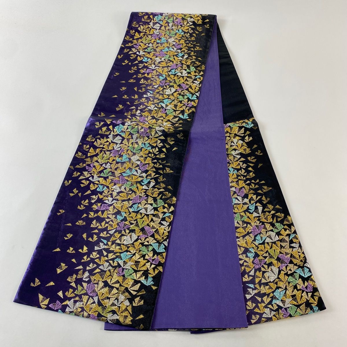 袋帯 名品 振袖向き 鈴乃屋 花 箔 紫 六通 正絹 【中古】 - メルカリ