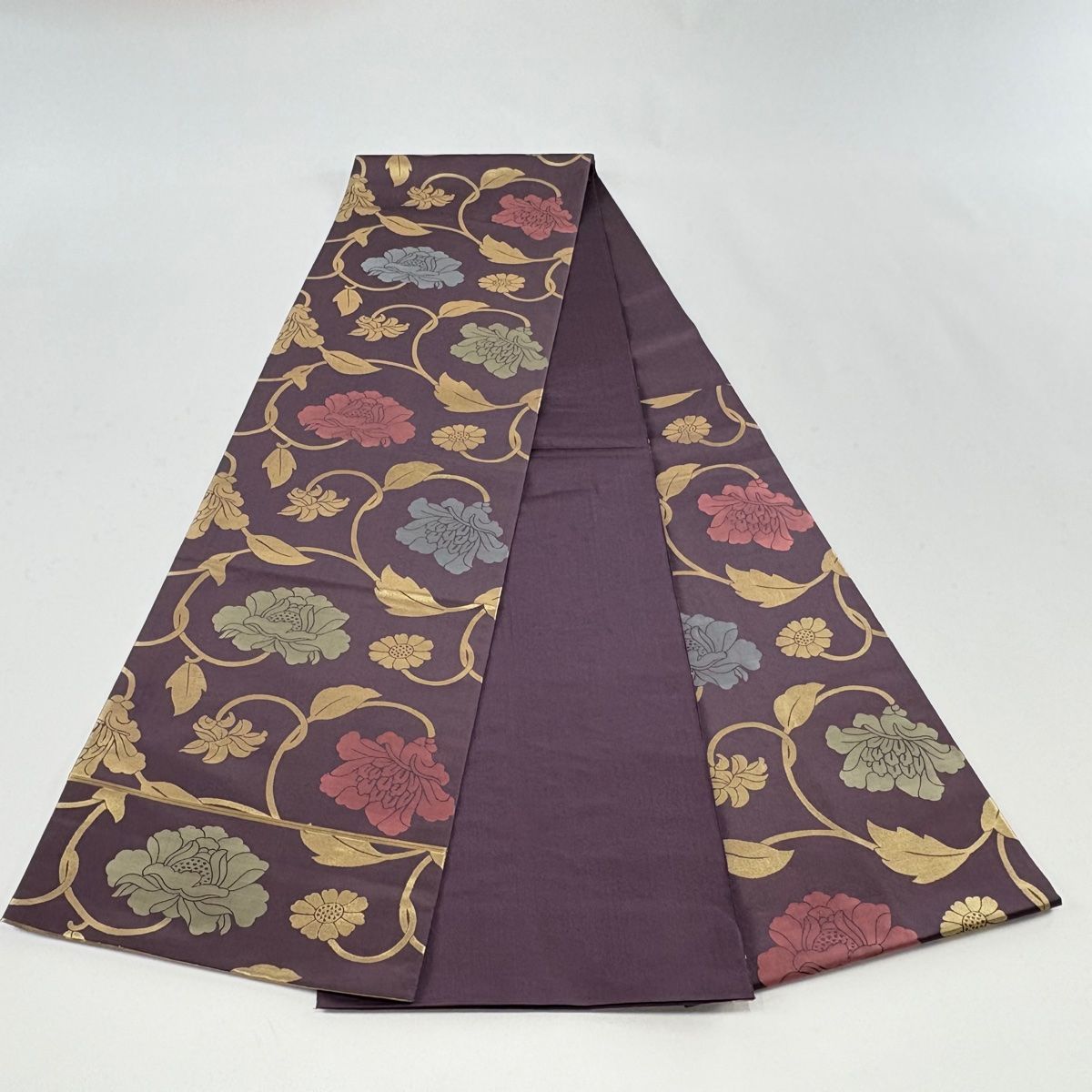 梅幸色に笹蔓文が美しい 箔屋清兵衛 六通 正絹袋帯