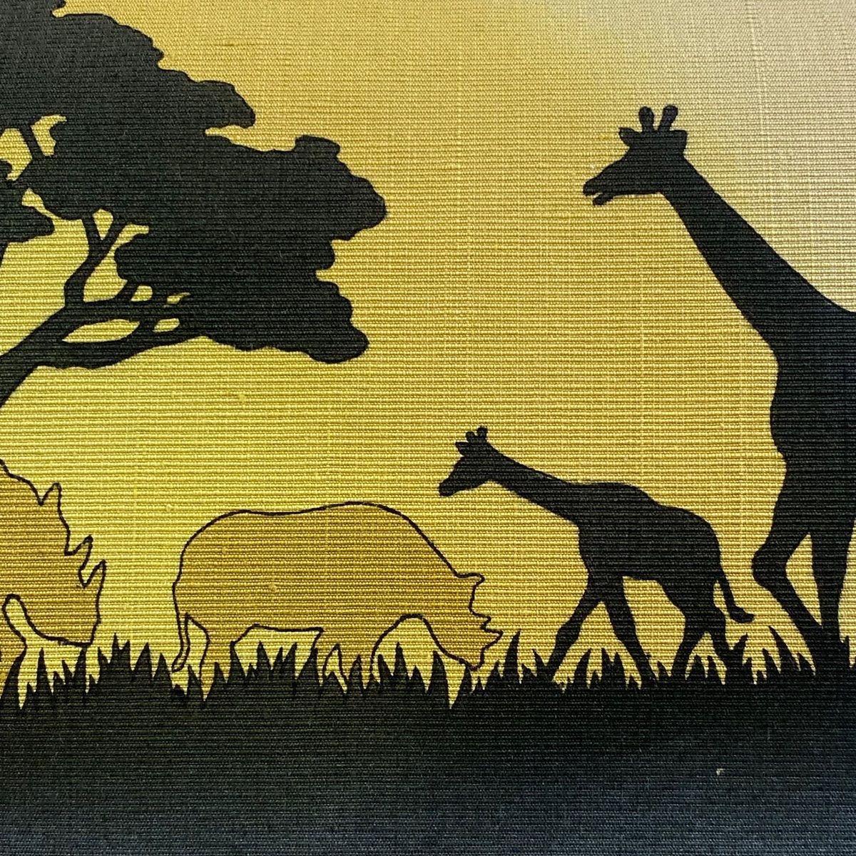 名古屋帯 紬地 動物 樹木 薄茶色 正絹