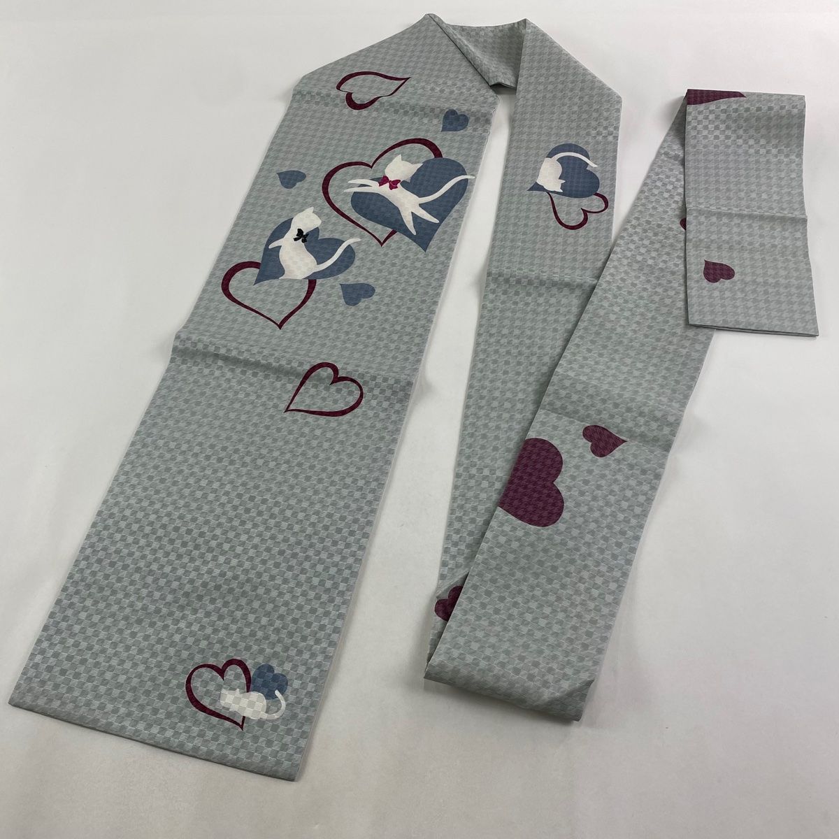 美品】 名古屋帯 逸品 猫 ハート 薄緑 正絹 【中古】 - メルカリ