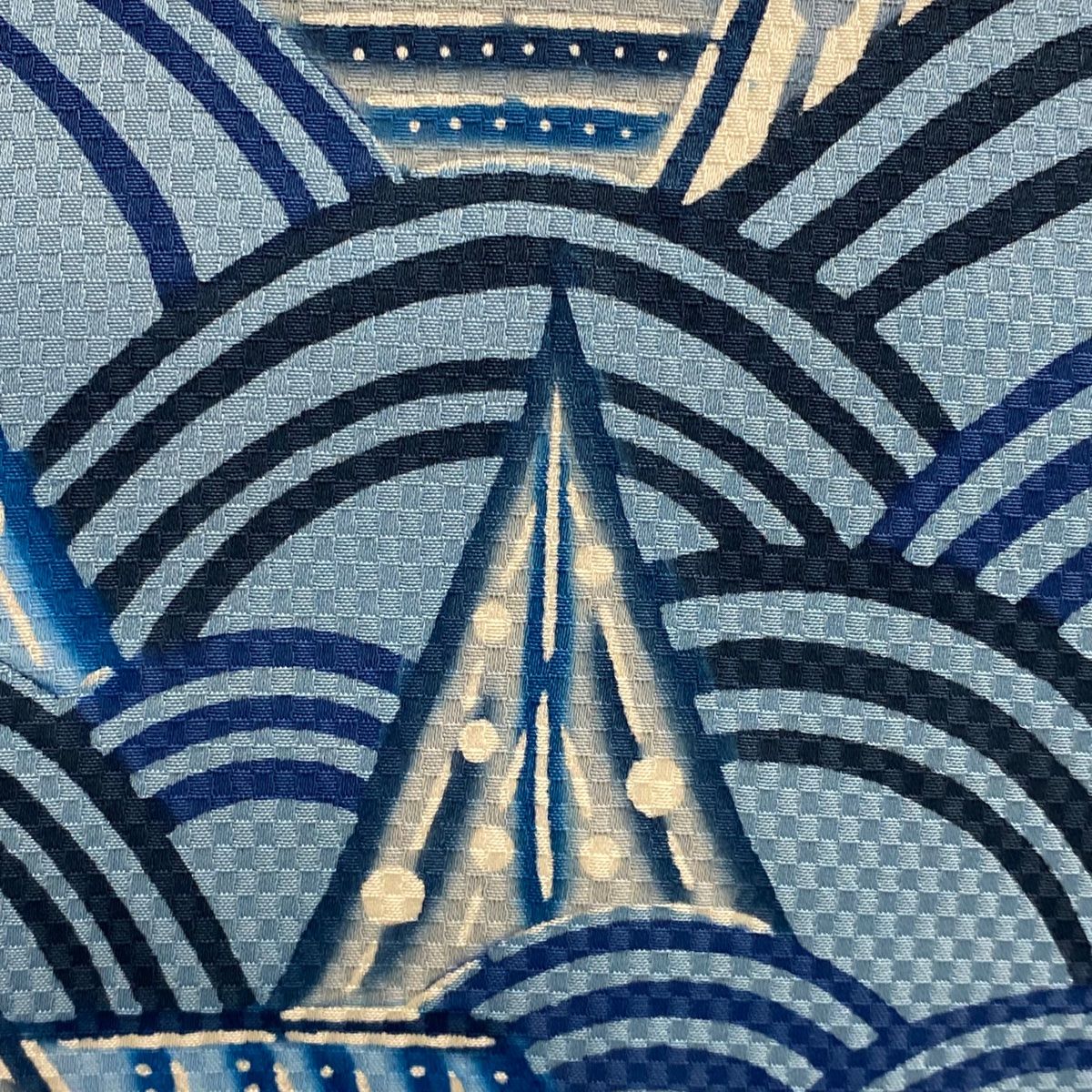 名古屋帯 琉球紅型 染谷唯 網干 青海波 水色 正絹