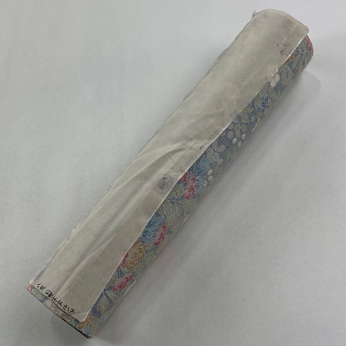  反物 秀品 小紋 草花 牡丹 縮緬 紺色 正絹 小紋 着物反物