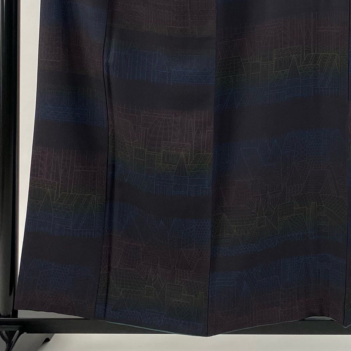 小紋 身丈157 cm 裄丈66.5 M 袷 袋帯セット 建物 紫 正絹 秀品