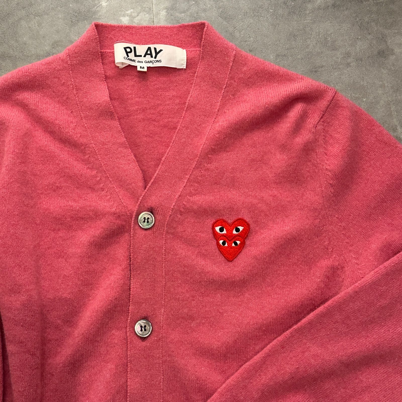  プレイコムデギャルソン カーディガン M ピンク ハートロゴ COMME des GARCONS PLAY 長袖 カーディガン ボレロ アンサンブル