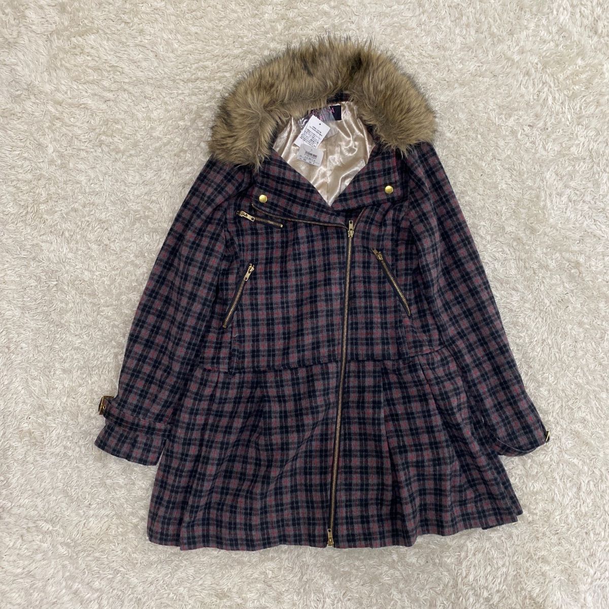 激 LIZLISADOLL リズリサ コート ファー付き 裏地総柄