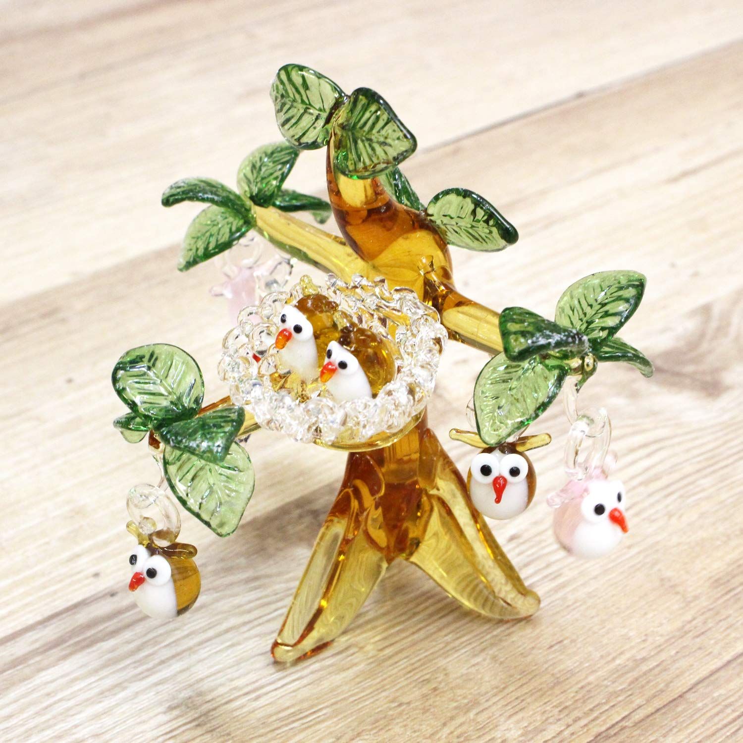 ガラス細工 かわいい手作り フクロウの巣ツリー フォーカート - メルカリ