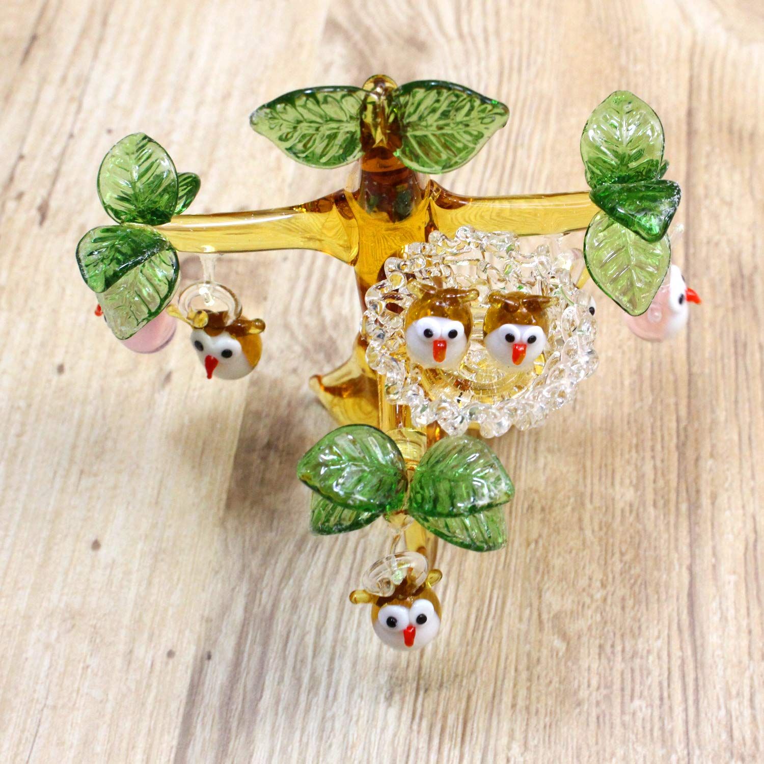 ガラス細工 かわいい手作り フクロウの巣ツリー フォーカート - メルカリ