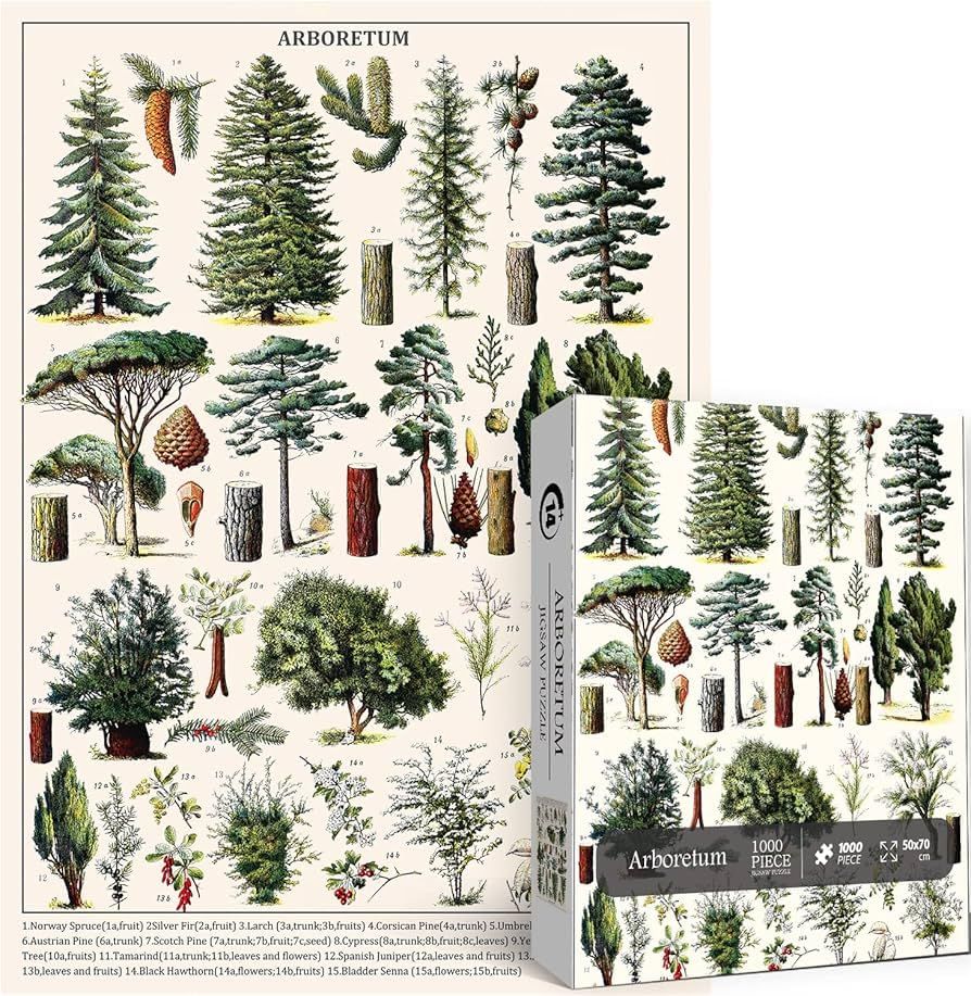 ビンテージ植物パズル 大人用 1000ピース ツリージグソーパズル 大人用 自然植物パズル 樹木園