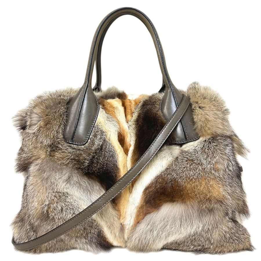 TOD S トッズ バッグ ラビットファー レザー Dスタイリング 2WAY ボストン