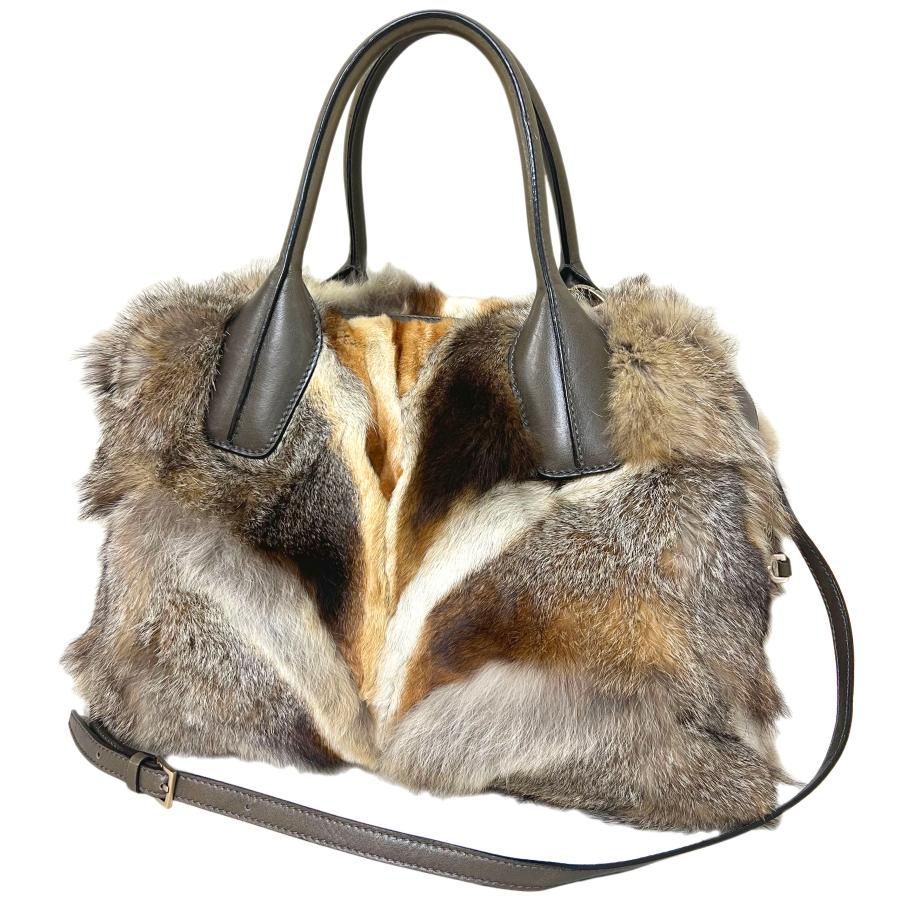 TOD S トッズ バッグ ラビットファー レザー Dスタイリング 2WAY ボストン