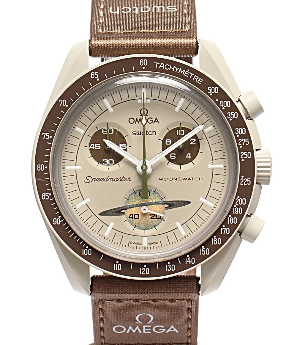 オメガ スウォッチ 腕時計 MISSON TO SATURN MOONSWATCH クオーツ グレー ユニセックス OMEGA Swatch