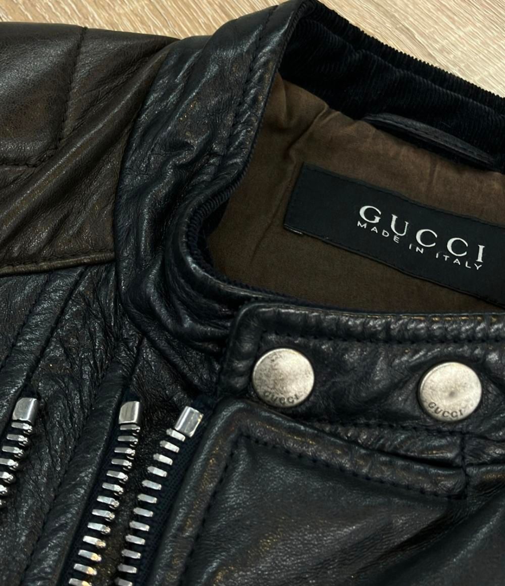 グッチ ライダースジャケット レザー 羊革 ダブルジップ 269274 XN377