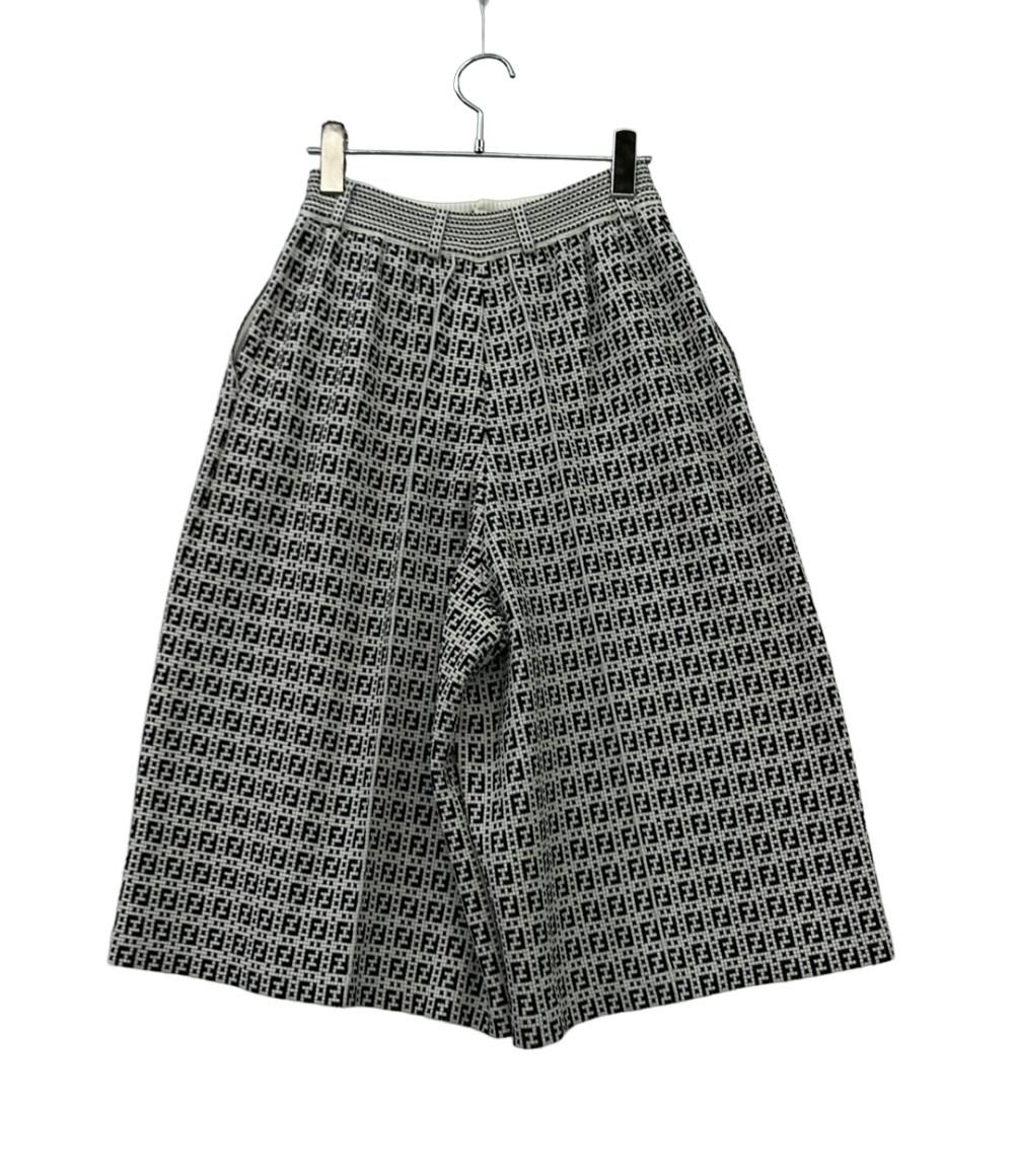 フェンディ クロップドパンツ FF柄 ズッキーノ ワイド カプリ丈 ニット 黒 白 FENDI FZR724 AF4U レディース SIZE 40 M FENDI