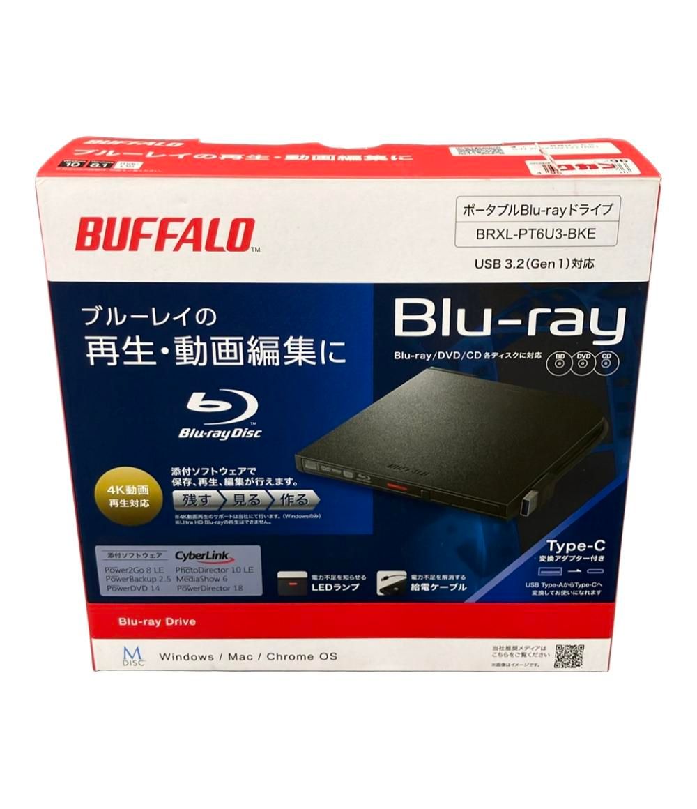 PC周辺機器 BUFFALO ポータブルBlu-rayドライブ BRXL-PT6U3-BKE