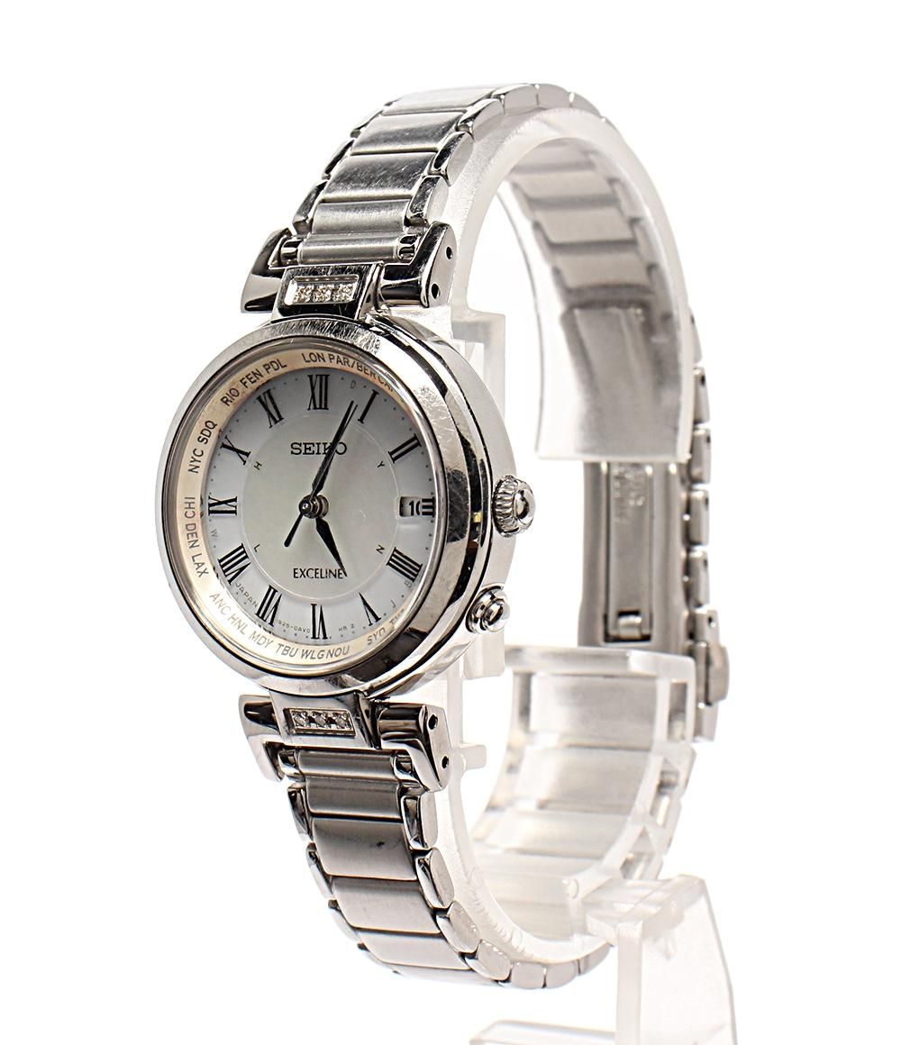 セイコー 腕時計 エクセリーヌ 1 B 25-0 AM 0 ソーラー ホワイト レディース SEIKO