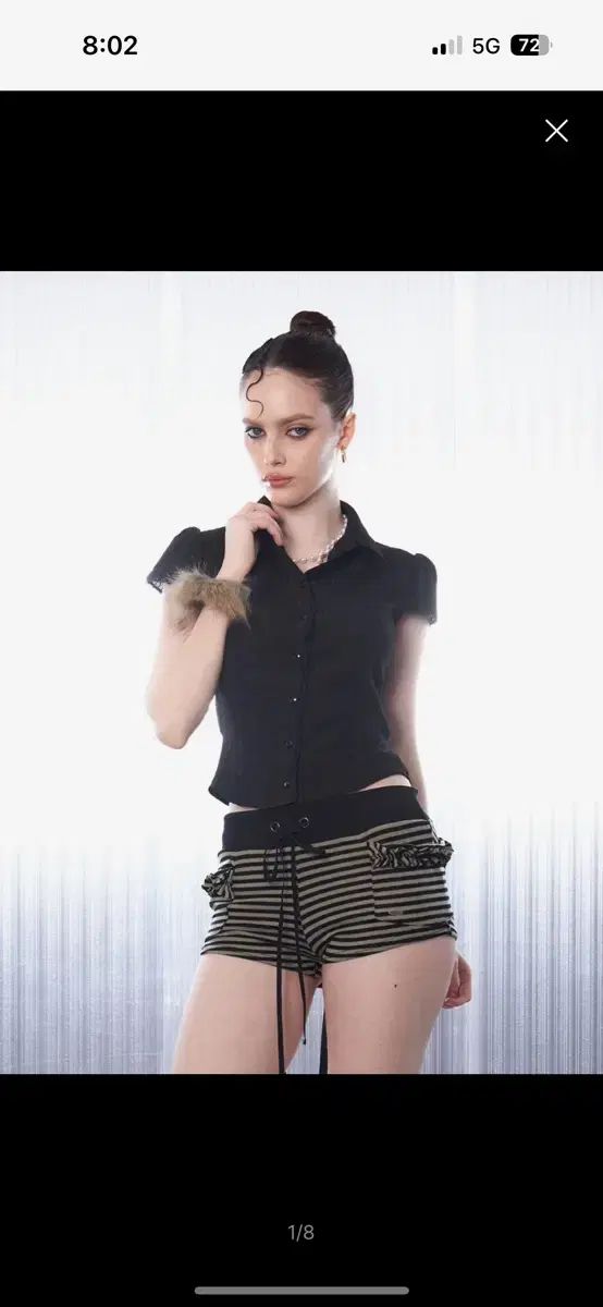 ヒール レイシー ボー シャツ ブラック m