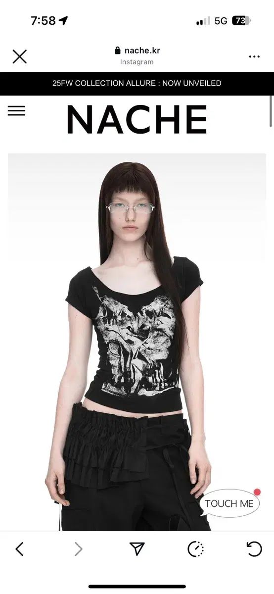 NACHE ナチェ スリップ エクスレイ XRAY プリント Tシャツ ブラック