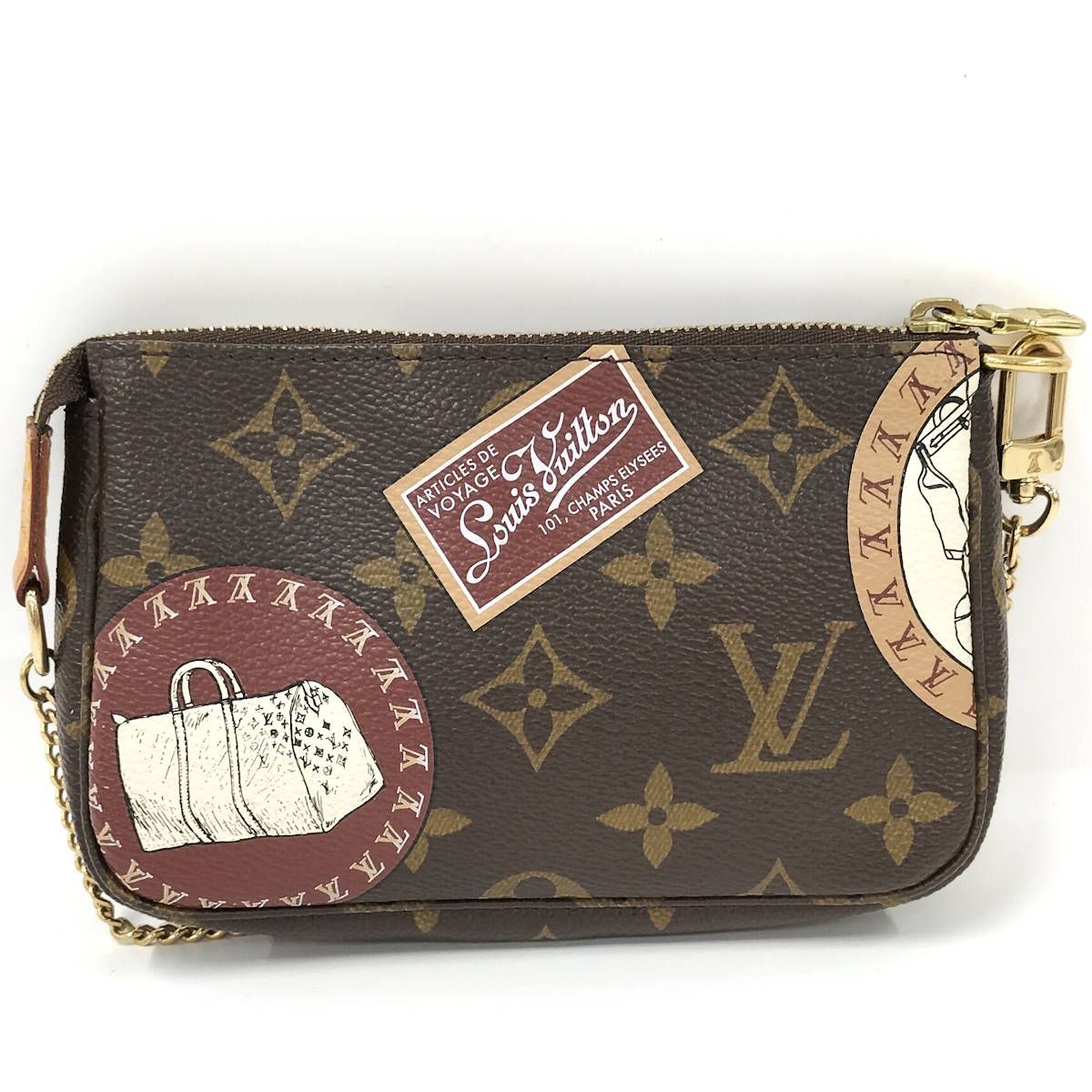 LOUIS VUITTON ミニ ポシェット アクセソワール ポーチ モノグラム パッチ ブラウン M95804