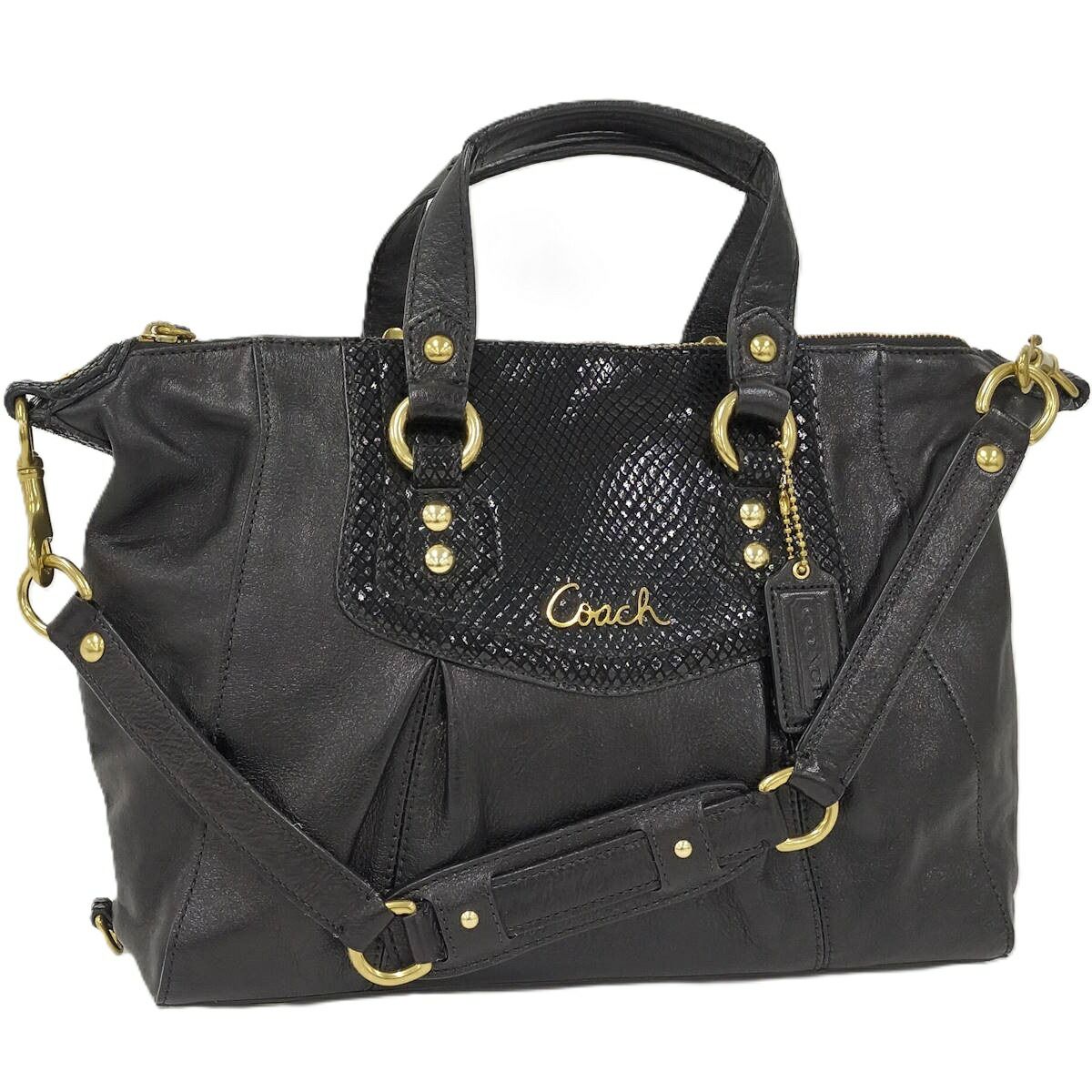 COACH 2WAYバッグ トートバッグ レザー ブラック