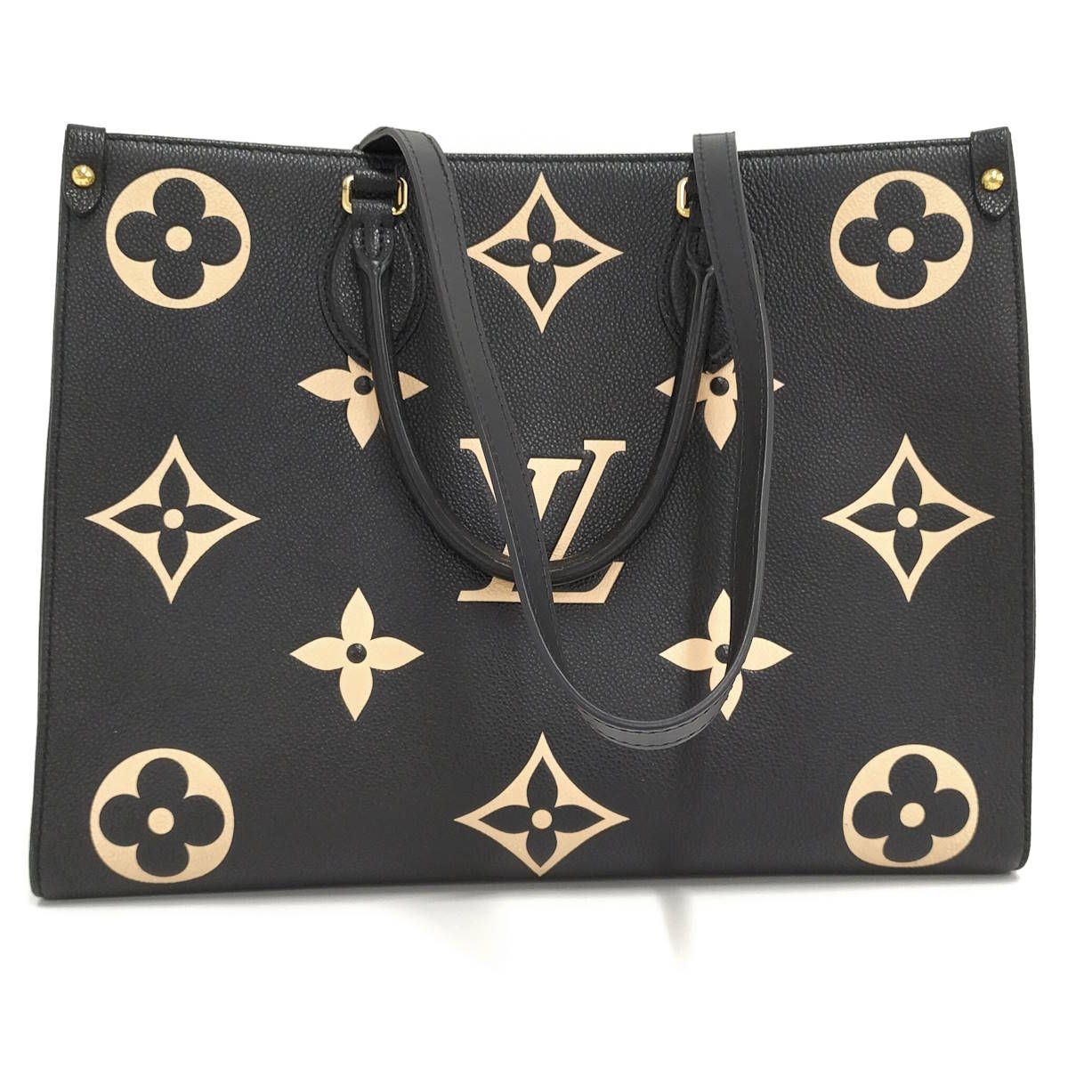 LOUIS VUITTON 2WAYバッグ オンザゴーMM バイ モノグラムアンプラント レザー ブラック ベージュ M45495