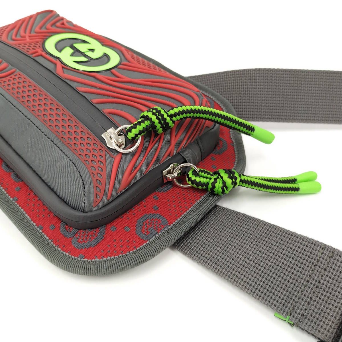  GUCCI ベルトバッグ ボディバッグ GGナイロン グレー レッド 752102 ボディバッグ ウエストポーチ バッグ