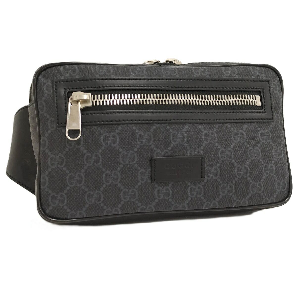 GUCCI ベルトバッグ ウエストバッグ GGスプリーム PVC レザー ブラック系 474293