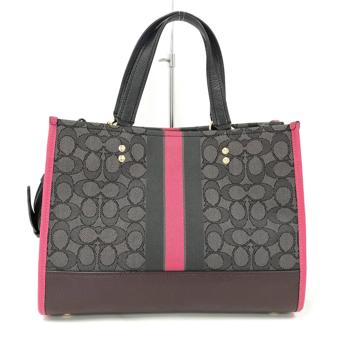 COACH 2WAYハンドバッグ レザー キャンバス グレー系 マルチ 4113