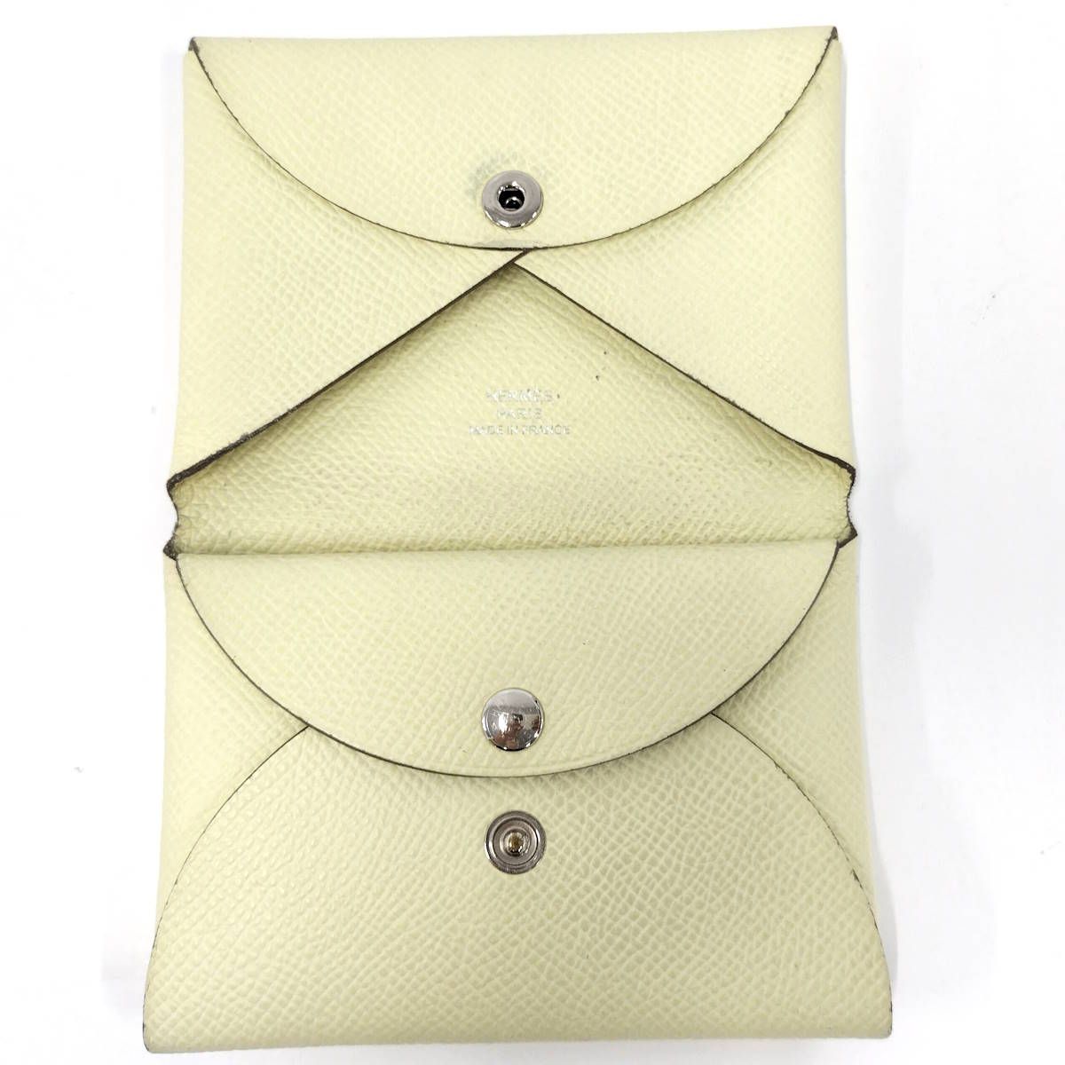 HERMES カルヴィデュオ コインケース ヴォーエプソン イエロー系 B刻印