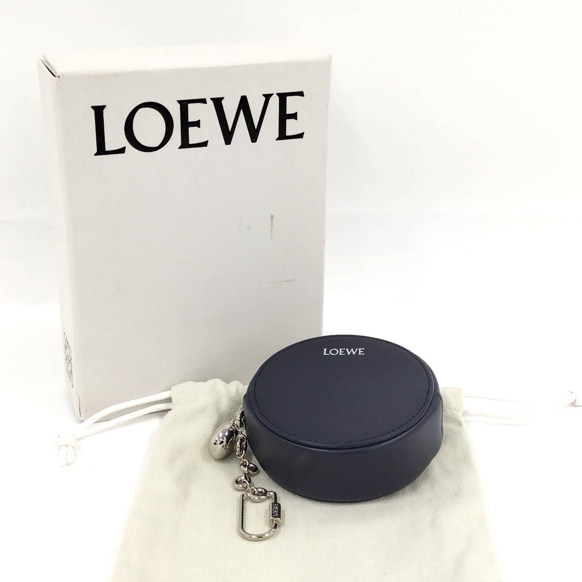LOEWE ペブル クッキー キーホルダー コインケース レザー ネイビー