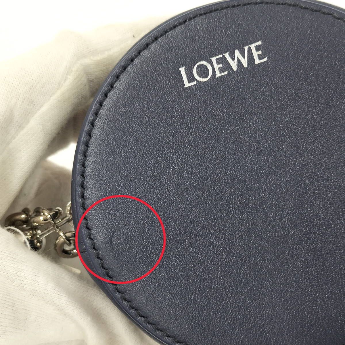 LOEWE ペブル クッキー キーホルダー コインケース レザー ネイビー