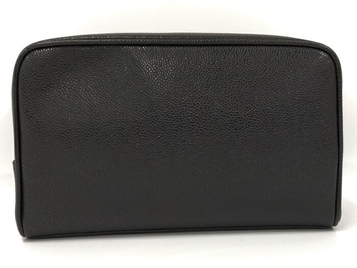 CHANEL キャビアスキン ココマーク ポーチ セカンドバッグ ブラック