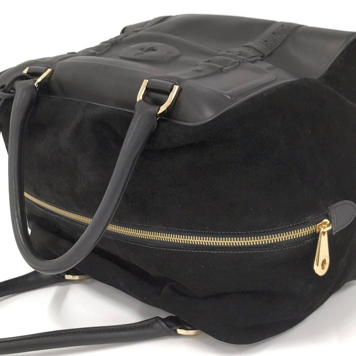  MULBERRY ボストンバッグ スエード レザー ブラック ボストンバッグ 旅行用バッグ バッグ