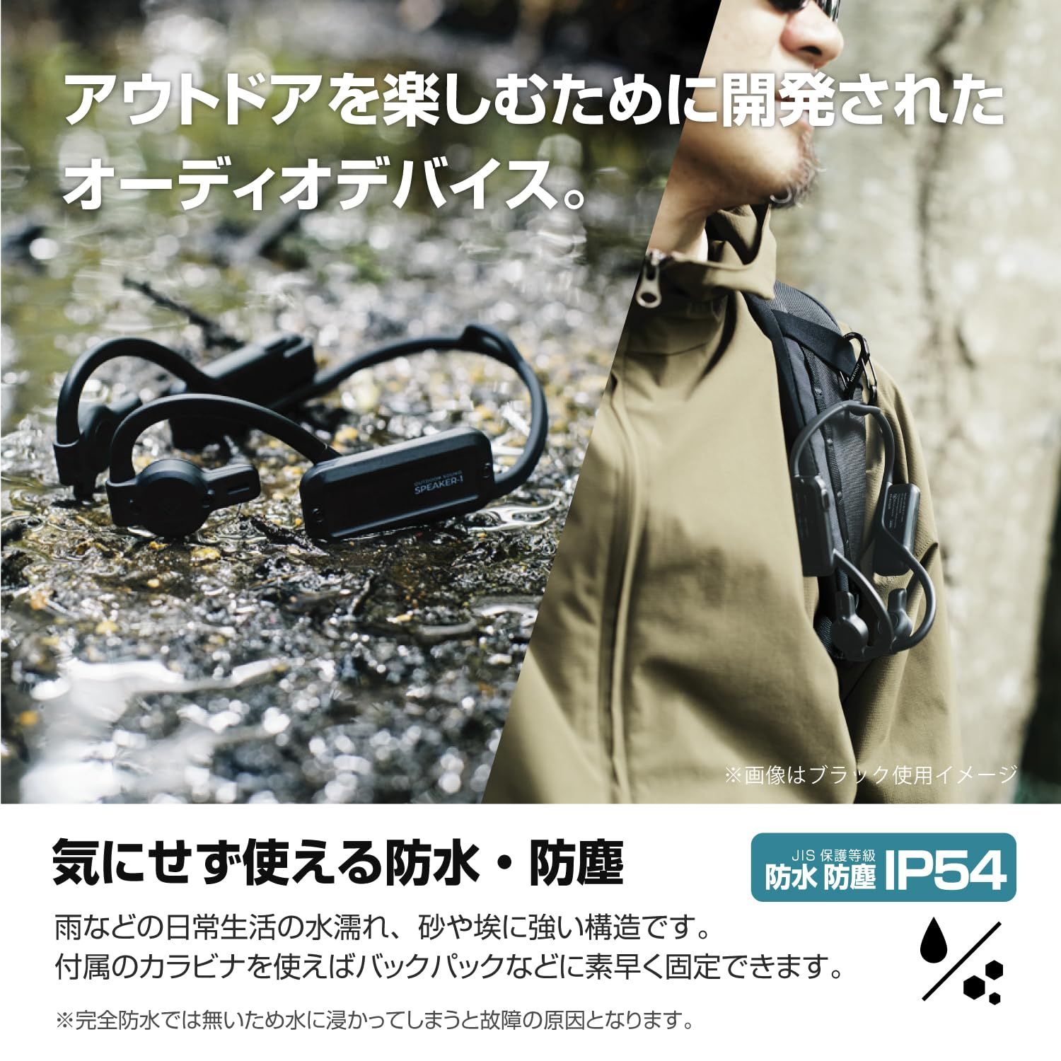 耳を塞がないオープンイヤータイプ グレー