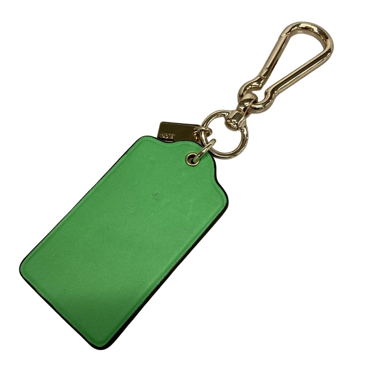 COACH コーチ キーホルダー チャーム - ゴールド×グリーン レザー