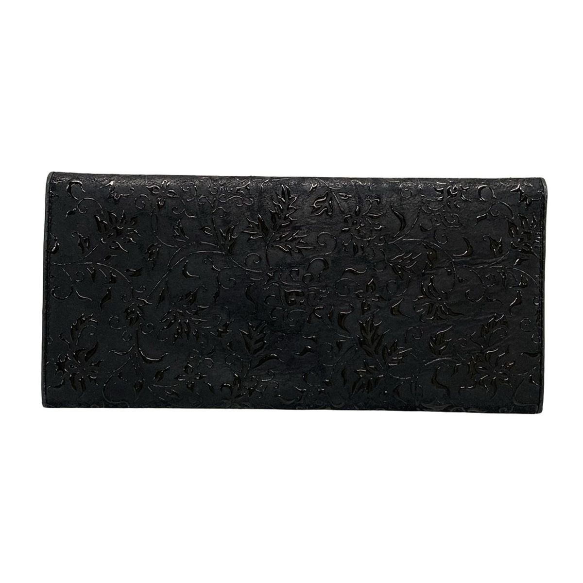 印傳屋(インデンヤ) 長財布 - 黒 フラワー レザー 印傳屋] いんでんや