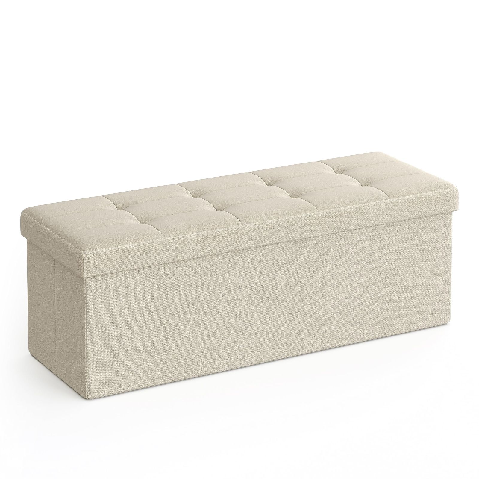 オットマン 収納 スツール 収納 ベンチ 収納ボックス 耐荷重300kg 収納 足置き 椅子 ボックス 持ち運びに便利 ふた付き 幅110x奥行き38x高さ38cm ベージュ LSF77BEV1