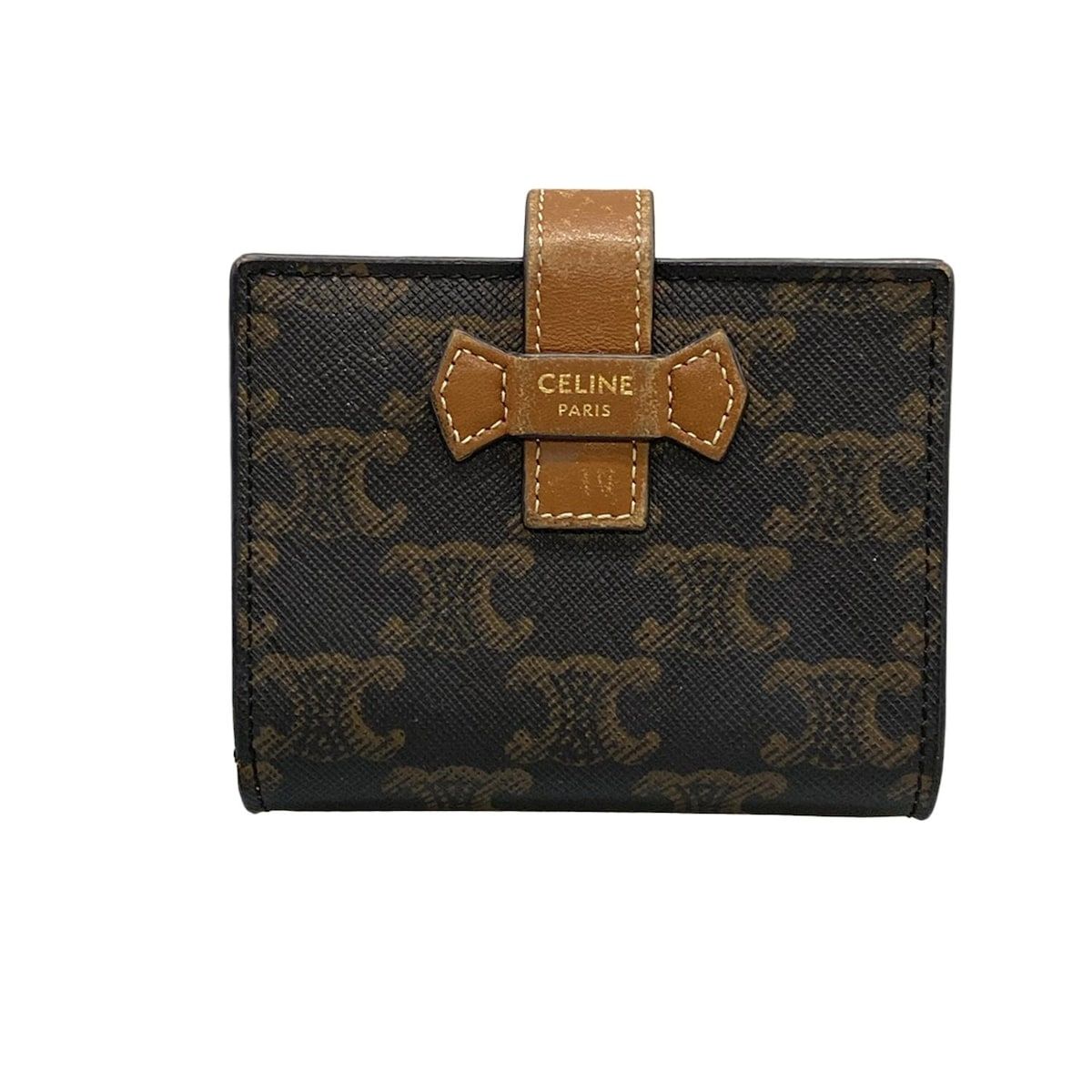 CELINE 二つ折り財布 ブラウン レザー CELINE(セリーヌ) 2つ折り財布