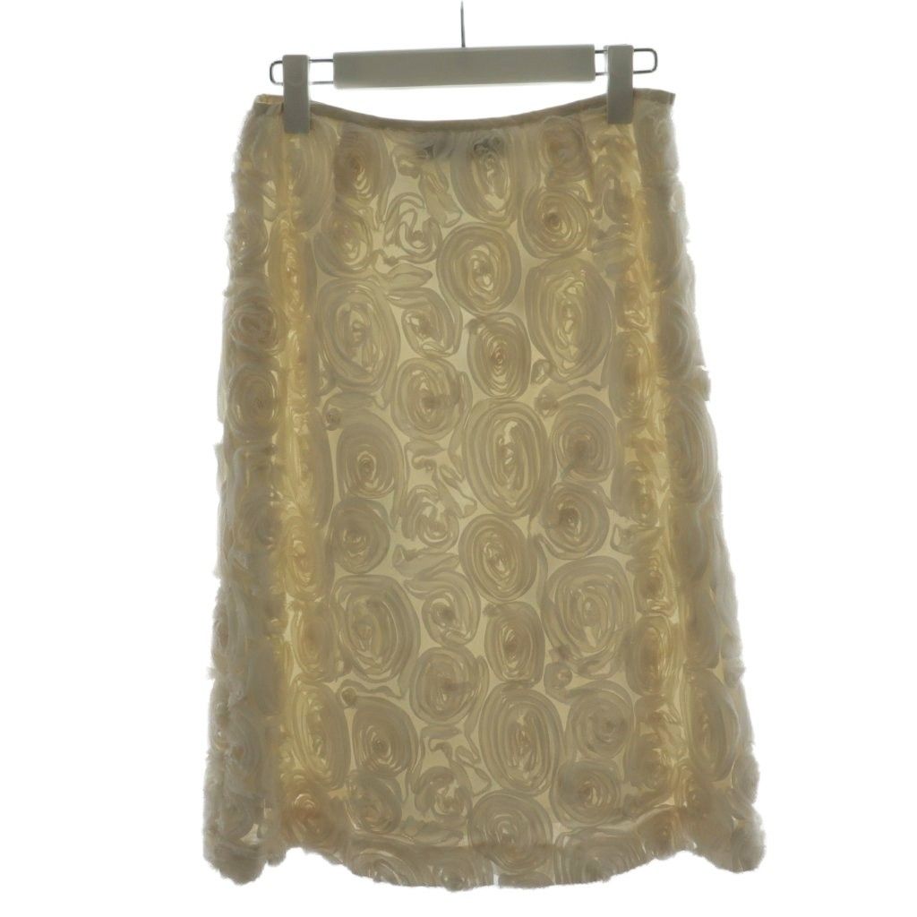エムズグレイシー M S GRACY 23年 フ スカート ひざ丈 花柄 38 アイボリー GL-317115 AN44