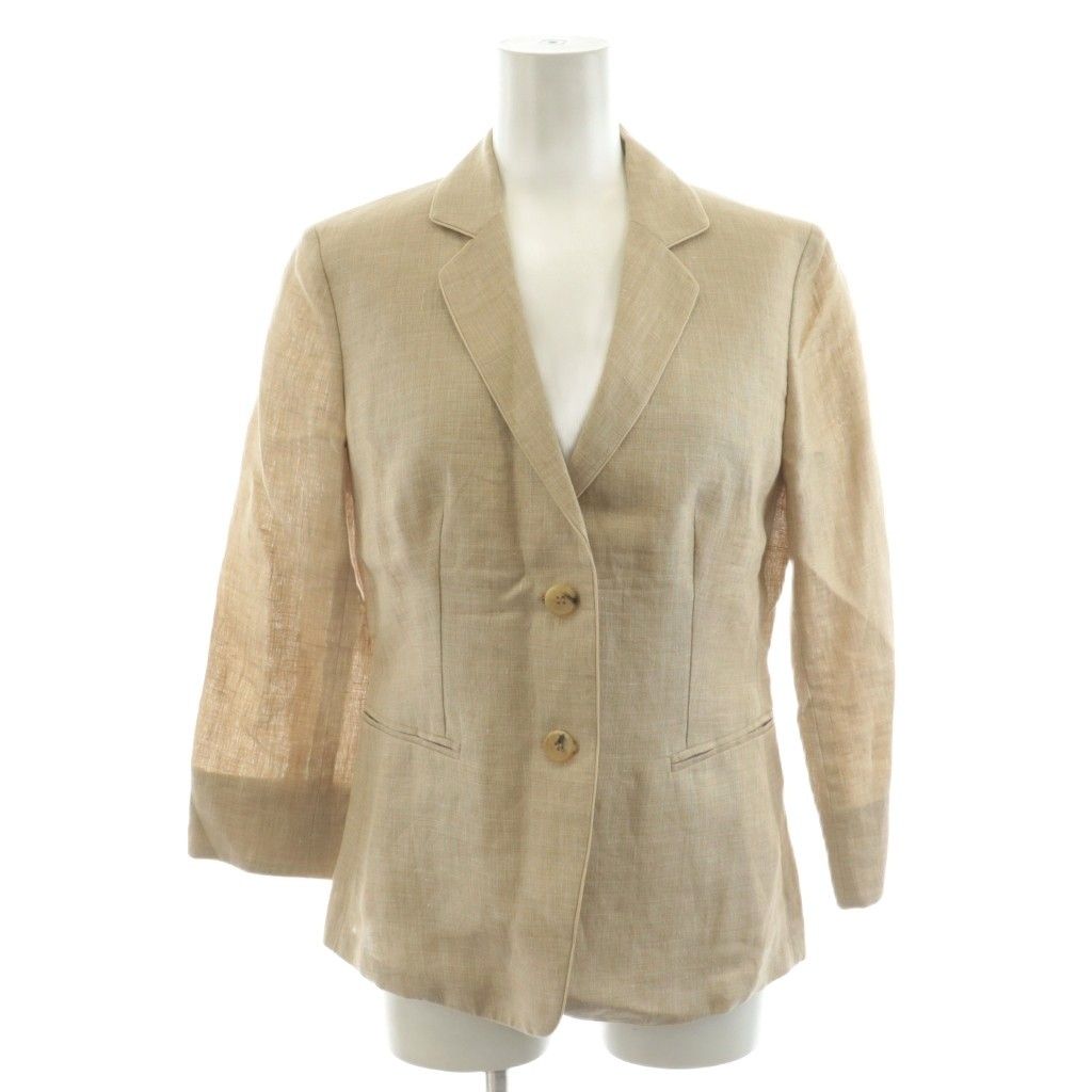 マックスマーラ MAX MARA スーツ セットアップ 上下 テーラードジャケット シングル パンツ スラックス 麻 リネン 36 ベージュ 104108826 113110826 AN48