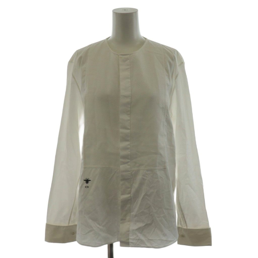 クリスチャンディオール Christian Dior シャツ ブラウス 長袖 BEE刺繍 コットン 38 白 ホワイト 841B40A3356 AN49