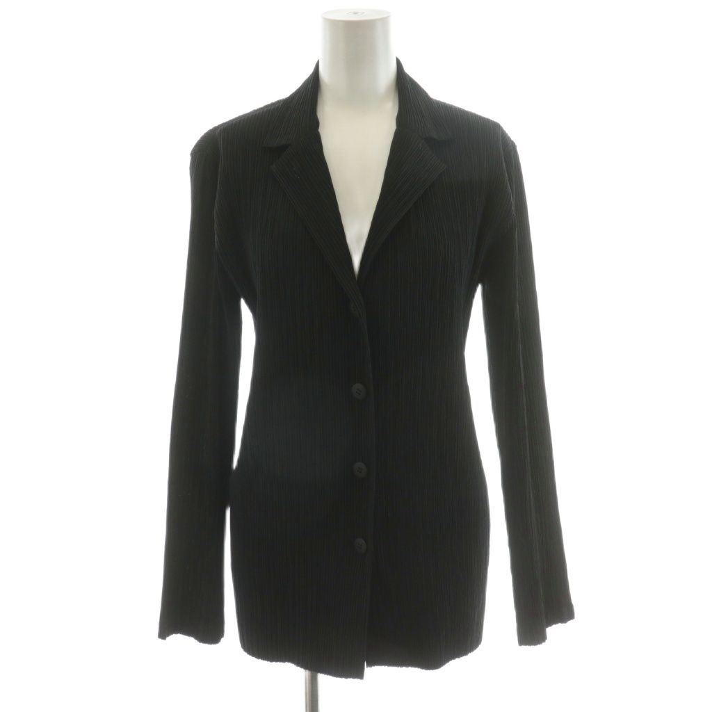 イッセイミヤケ ISSEY MIYAKE テーラードジャケット シングル プリーツ 2 黒 ブラック IM53FD431 AN51