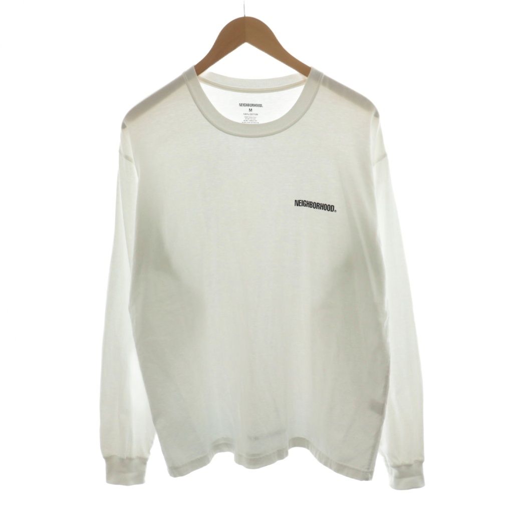ネイバーフッド NEIGHBORHOOD Tシャツ カットソー 長袖 フロントプリント ロンT M 白 ホワイト AN40 AA