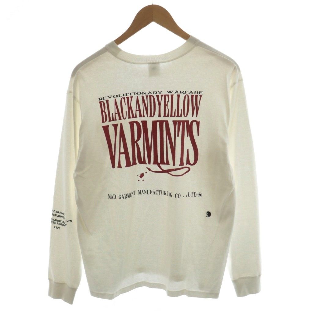 ラッツ RATS Tシャツ カットソー ロンT 長袖 バックロゴ M 白 ホワイト 赤 レッド 23RTC-0203 AN32