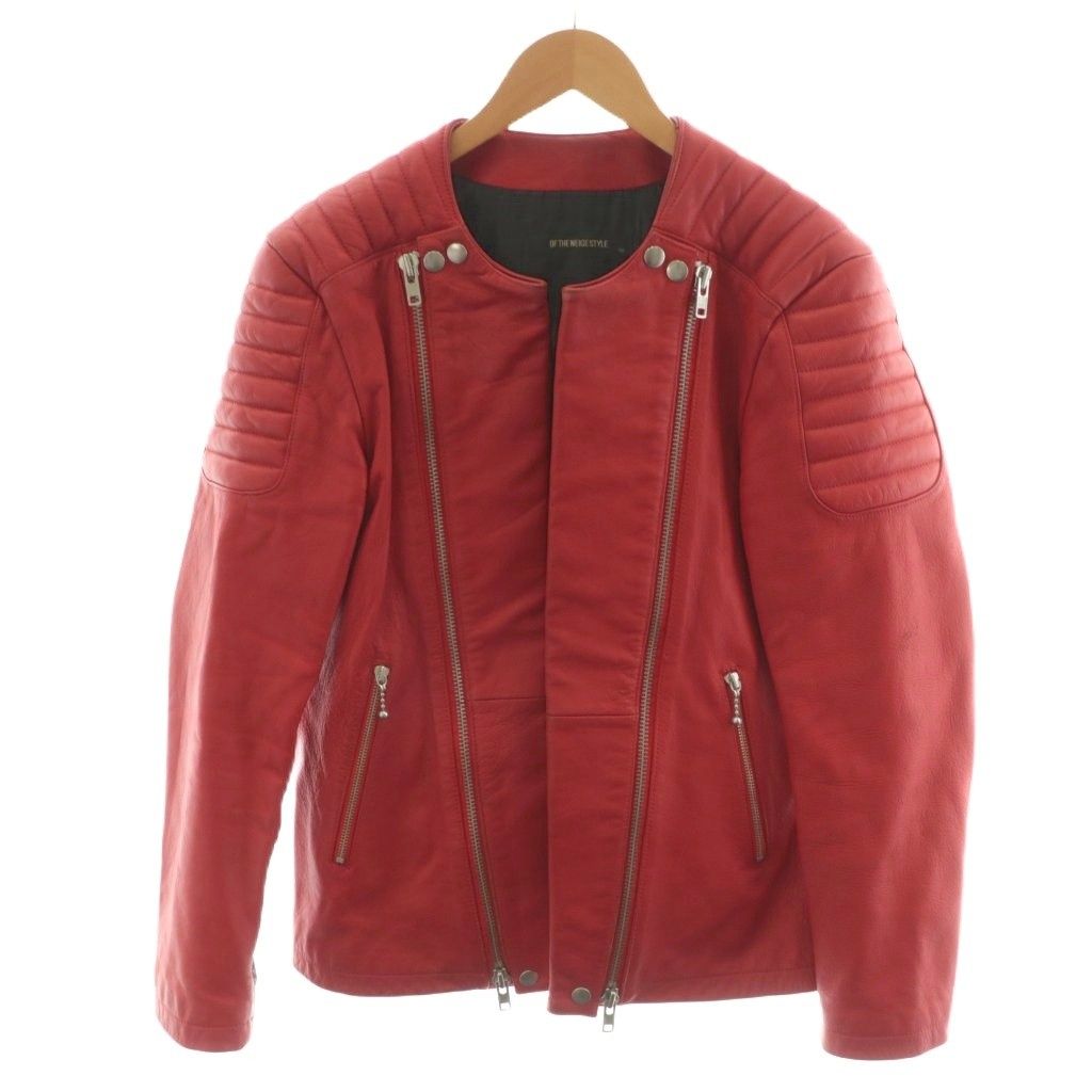 オブザネージュスタイル OF THE NEIGE STYLE ライダースジャケット シングル ゴートレザー 46 赤 レッド 101-153-0062-006 AN36 AA