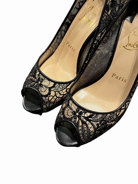  クリスチャンルブタン Christian louboutin 花柄レース ヒール パンプス 箱あり 37 ブラック 3170169 AA ハイヒール パンプス パンプス